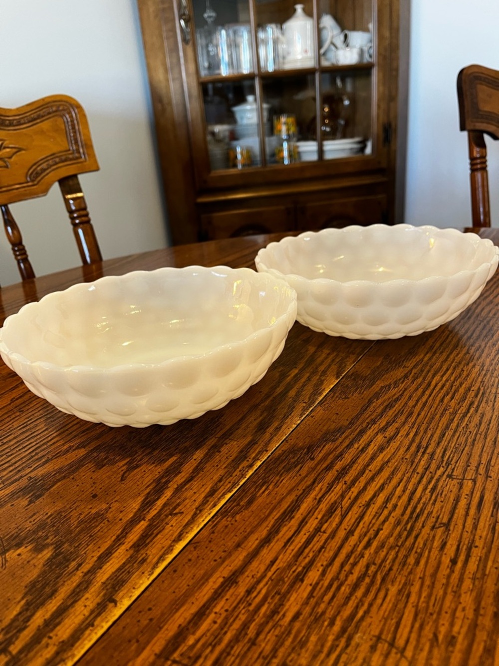 White Anchor Hocking Glass Serving Bowls - Set of 2